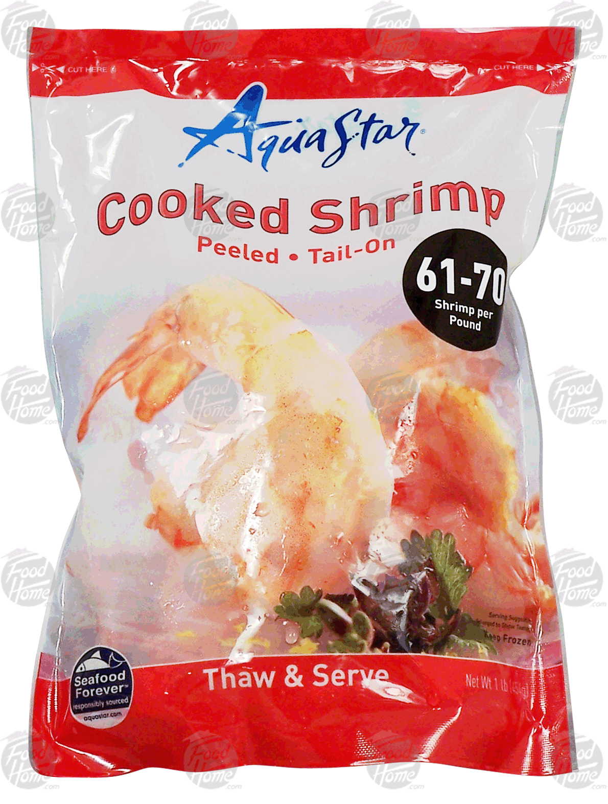 Aqua Star  cooked shrimp, peeled, tail on, 61-70, thaw & serve Full-Size Picture